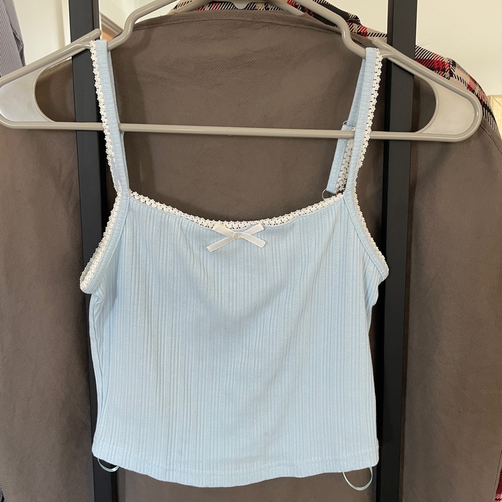 Sky to Moon Lacy Baby Blue Crop Tank